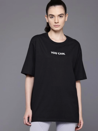 Baskılı Oversize T-shirt - Siyah - 3