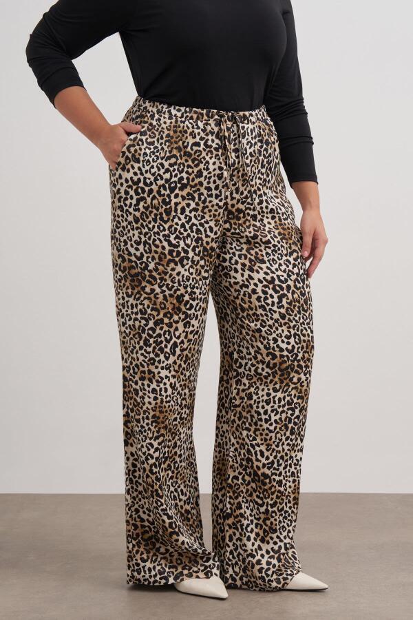 Beli Lastikli Leopar Desenli Pantolon - 5