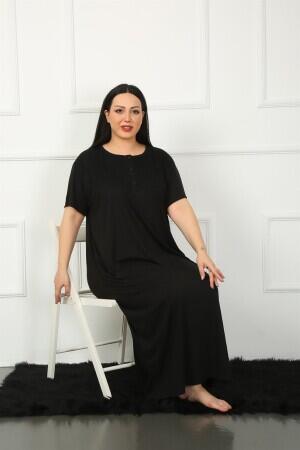 Lace Short Sleeve Black Mother Nightgown 1348 - 2