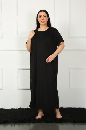 Lace Short Sleeve Black Mother Nightgown 1348 - 4