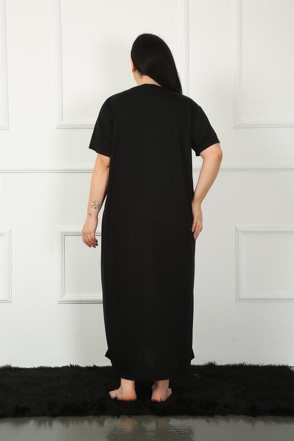 Lace Short Sleeve Black Mother Nightgown 1348 - 6