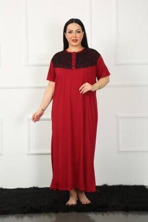 Lace Short Sleeve Claret Red Mother Nightgown 1348 - 1