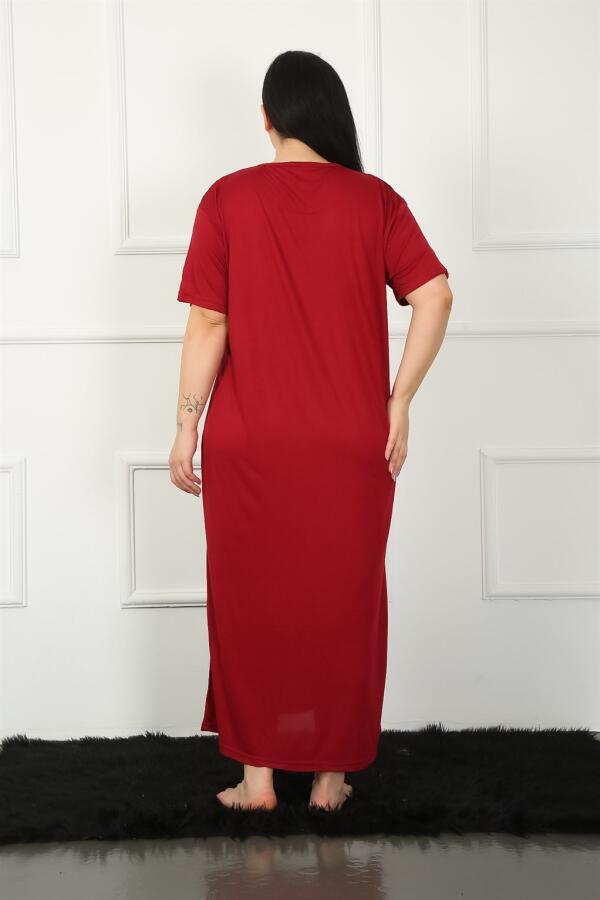 Lace Short Sleeve Claret Red Mother Nightgown 1348 - 7