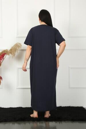 Lace Short Sleeve Navy Blue Mother's Nightgown 1348 - 7