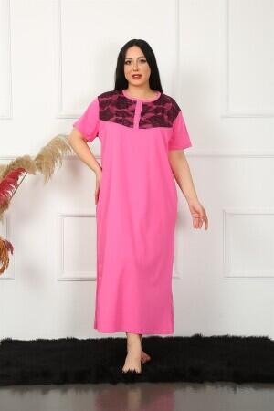 Lace Short Sleeve Fuchsia Mother Nightgown 1348 - 1