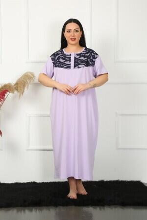 Lace Short Sleeve Lilac Mother Nightgown 1348 - 1