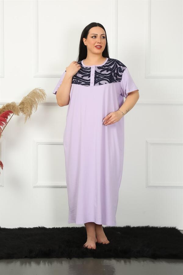 Lace Short Sleeve Lilac Mother Nightgown 1348 - 2