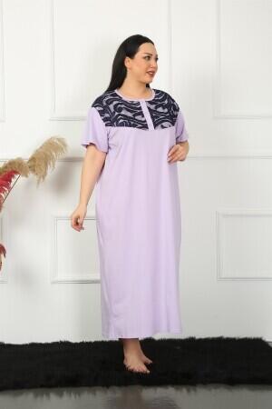 Lace Short Sleeve Lilac Mother Nightgown 1348 - 3