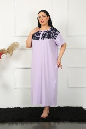 Lace Short Sleeve Lilac Mother Nightgown 1348 - 5