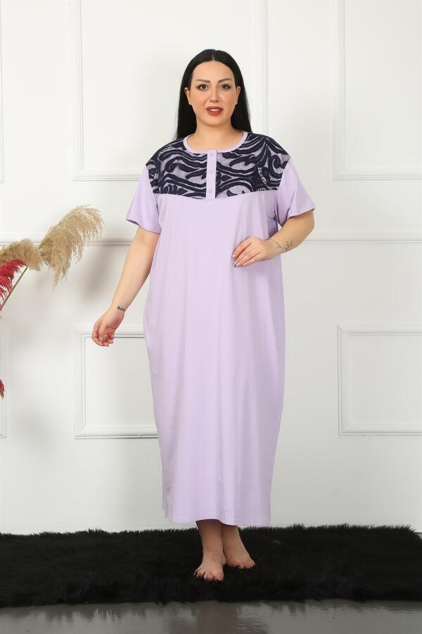 Lace Short Sleeve Lilac Mother Nightgown 1348 - 6