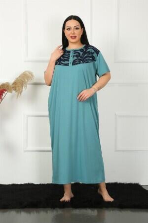 Lace Short Sleeve Petrol Mother Nightgown 1348 - 1