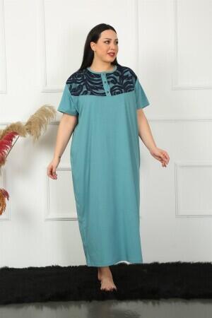 Lace Short Sleeve Petrol Mother Nightgown 1348 - 3