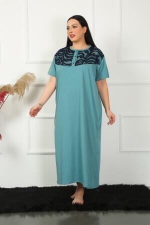 Lace Short Sleeve Petrol Mother Nightgown 1348 - 4