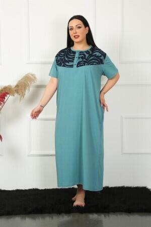 Lace Short Sleeve Petrol Mother Nightgown 1348 - 5