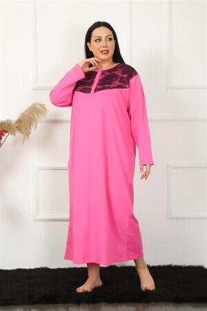 Long Sleeve Lace Fuchsia Mother Nightgown 1355 - 2