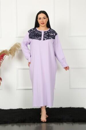 Long Sleeve Lace Lilac Mother Nightgown 1355 - 1