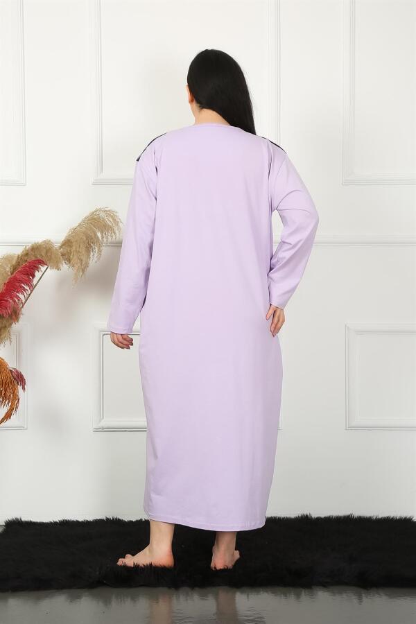 Long Sleeve Lace Lilac Mother Nightgown 1355 - 3