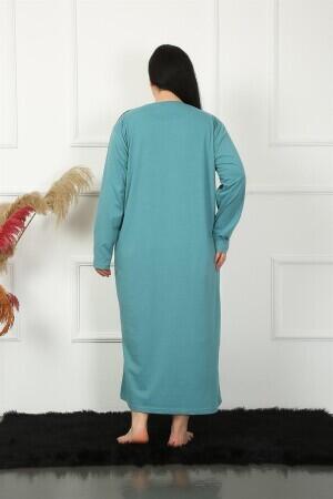 Long Sleeve Lace Petrol Mother Nightgown 1355 - 3