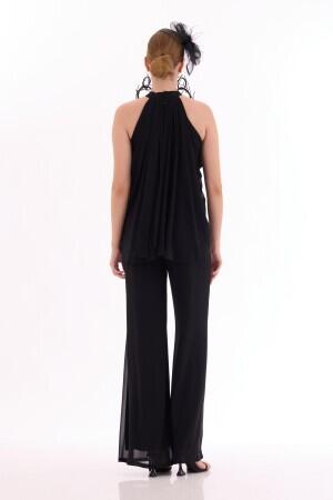 Black Chiffon Halterneck Jumpsuit - 6