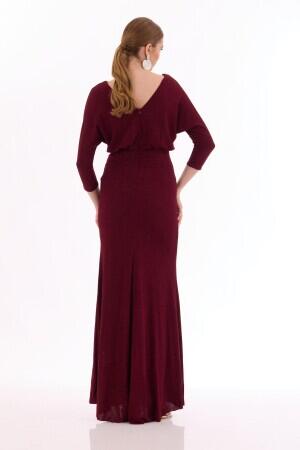 Burgundy Silvery Slit Long Evening Dress - 5