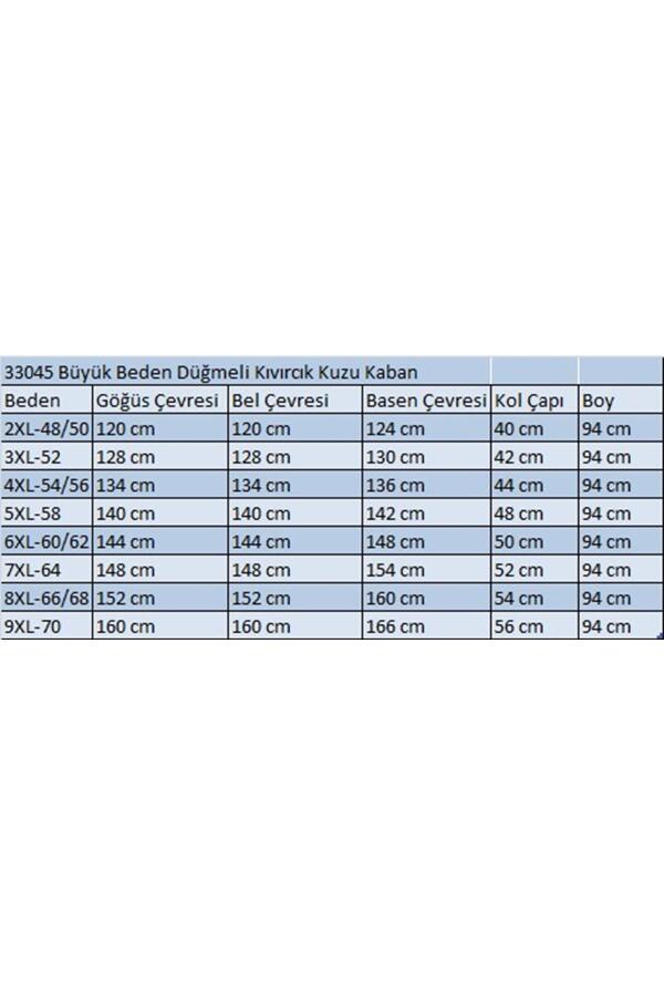 33045 Büyük Beden Düğmeli Kıvırcık Kuzu Kaban-Krem - 2