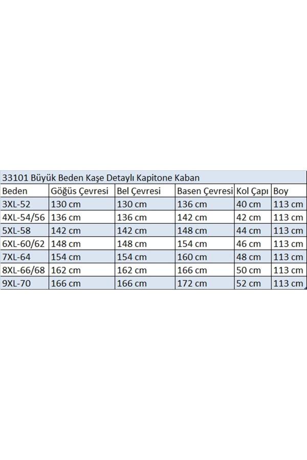 33101 Büyük Beden Kaşe Detaylı Kapitone Kaban-Taba - 2