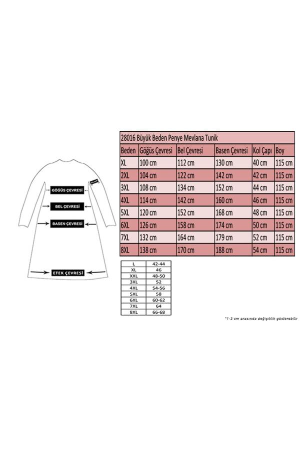 28016 Büyük Beden Mevlana Penye Tunik - Vizon - 2