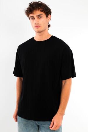 Büyük Beden Unisex Oversize Bisiklet Yaka Basic Siyah-Beyaz t-shirt / Rahat 2'li Paket - 9