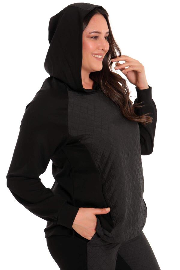 Diamond Pattern Quilted Black Set - 2