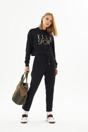 ELLE Sport Black Gilt Women's Crop Sweatshirt - 3