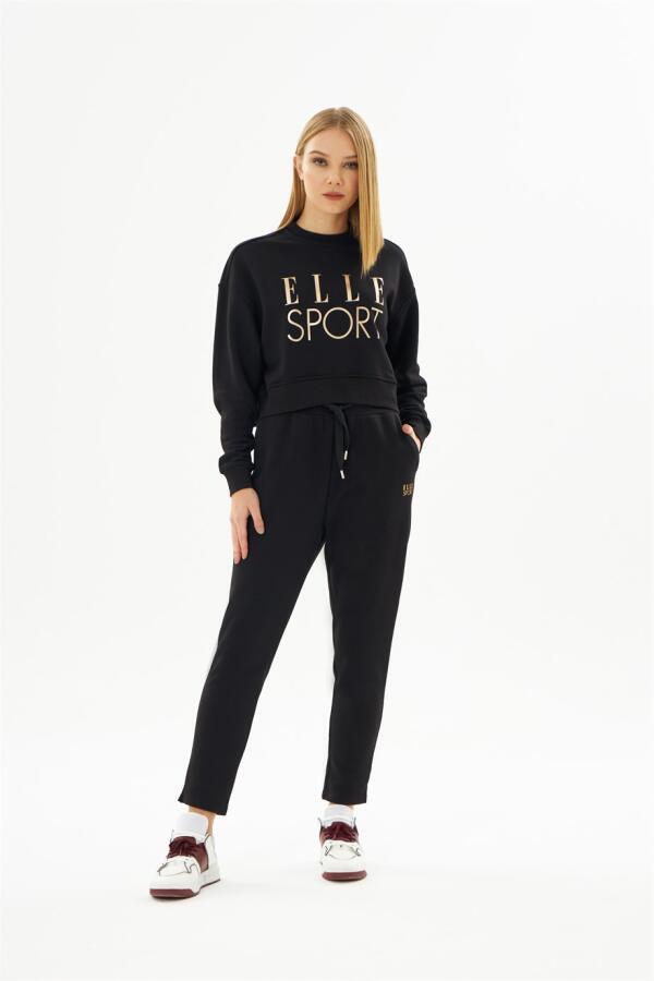 ELLE Sport Black Gilt Women's Crop Sweatshirt - 4