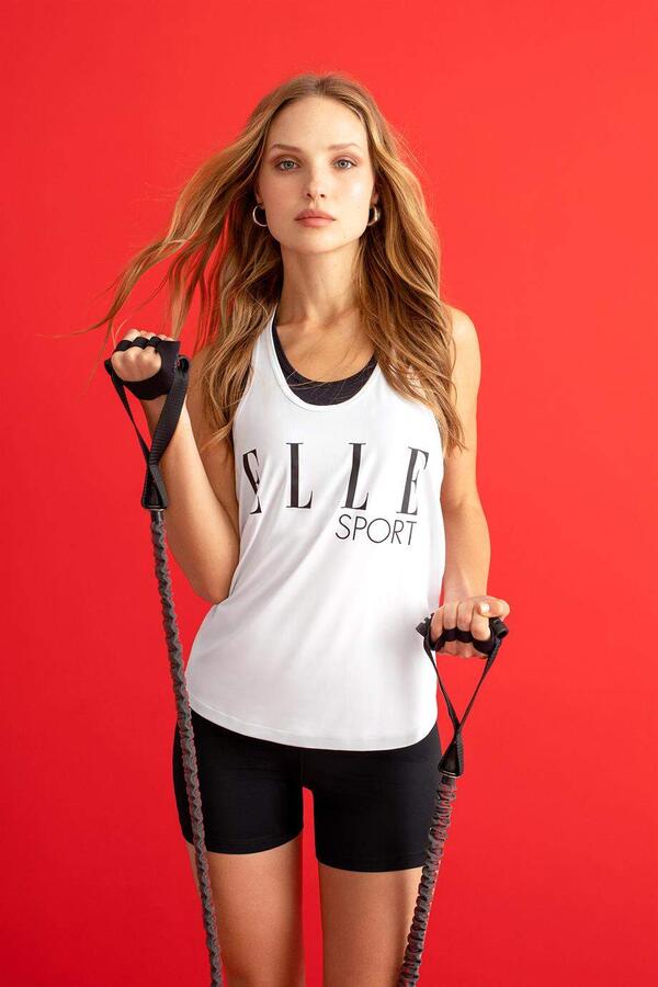 ELLE Sport White Printed Athlete Tank - 1