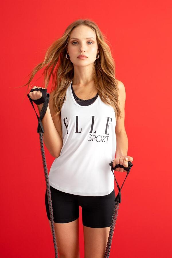 ELLE Sport White Printed Athlete Tank - 1