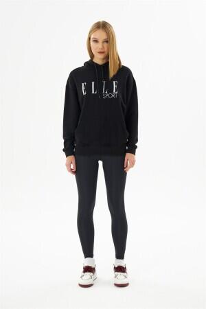 ELLE Sport White Printed Women's Hooded Sweatshirt with Pockets - 4