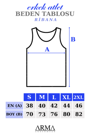 Erkek Sporcu Atlet Beyaz Ribana %100 Pamuk - 4