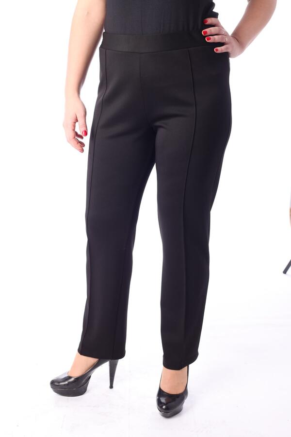 Front Stitched Diver Plus Size Trousers Black - 1