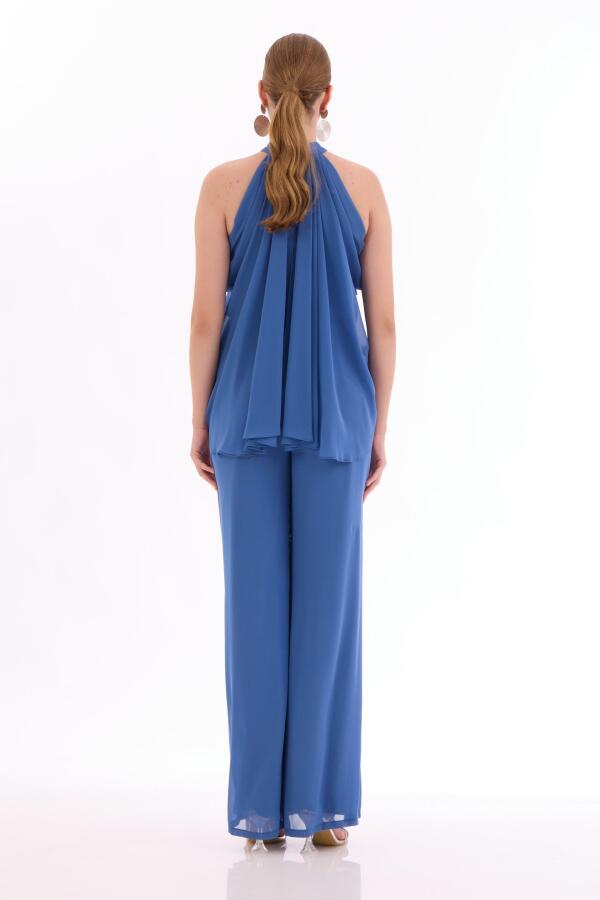 Indigo Chiffon Halter Jumpsuit - 6