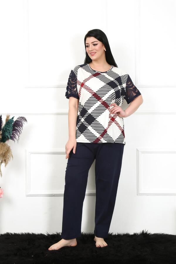 Kadın 5XL-6XL-7XL-8XL Büyük Beden Kısa Kol Pijama Takım 75003 - 3