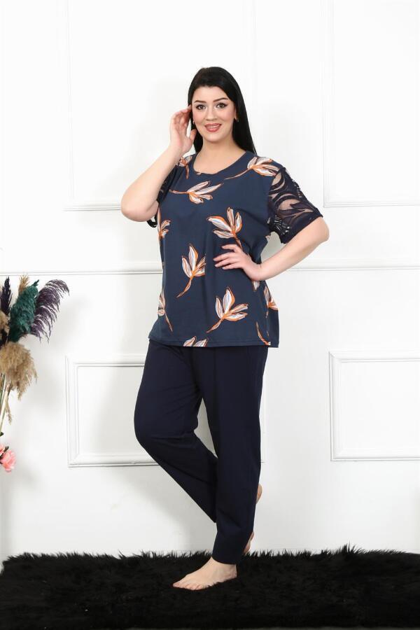 Kadın 5XL-6XL-7XL-8XL Büyük Beden Kısa Kol Pijama Takım 75005 - 1