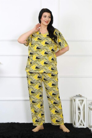 Kadın 5XL-6XL-7XL-8XL Büyük Beden Kısa Kol Pijama Takım 75007 - 3