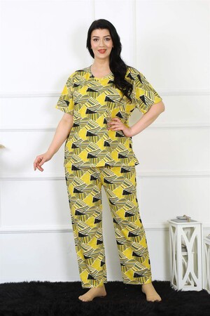 Kadın 5XL-6XL-7XL-8XL Büyük Beden Kısa Kol Pijama Takım 75007 - 4