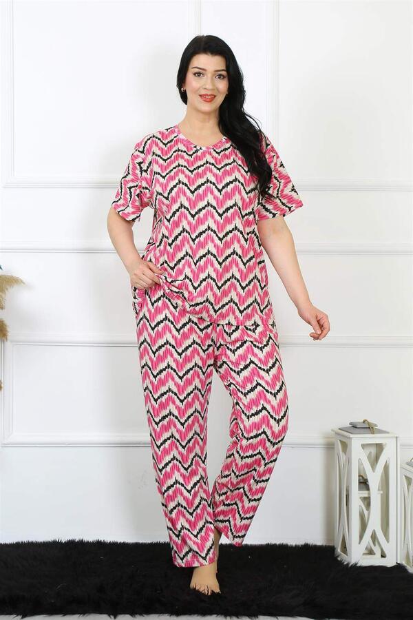 Kadın 5XL-6XL-7XL-8XL Büyük Beden Kısa Kol Pijama Takım 75009 - 2