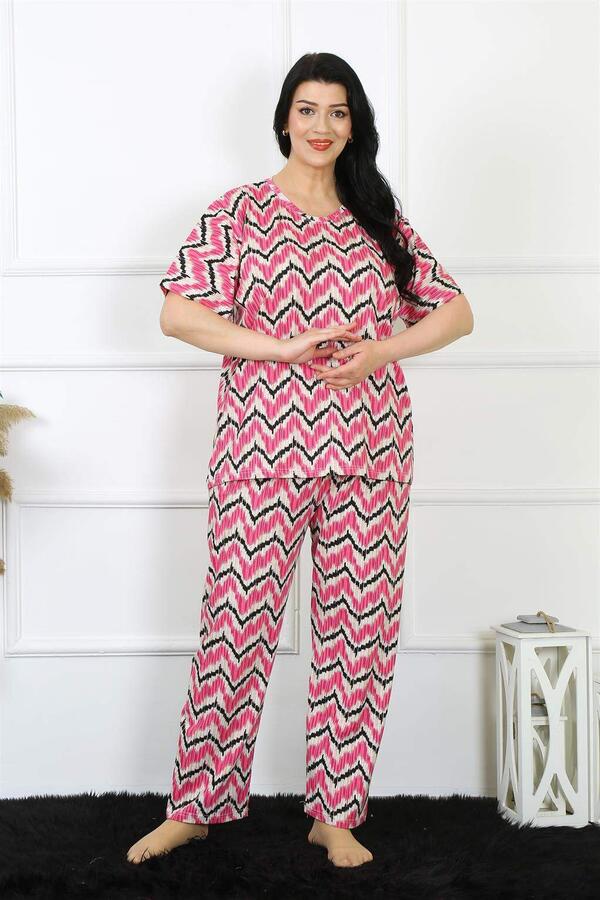 Kadın 5XL-6XL-7XL-8XL Büyük Beden Kısa Kol Pijama Takım 75009 - 3