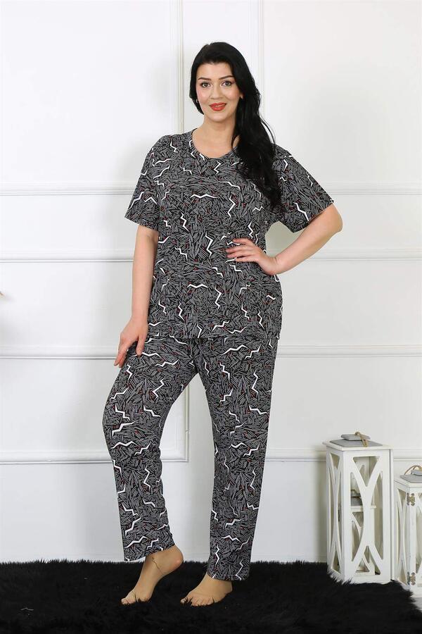 Kadın 5XL-6XL-7XL-8XL Büyük Beden Kısa Kol Pijama Takım 75011 - 1