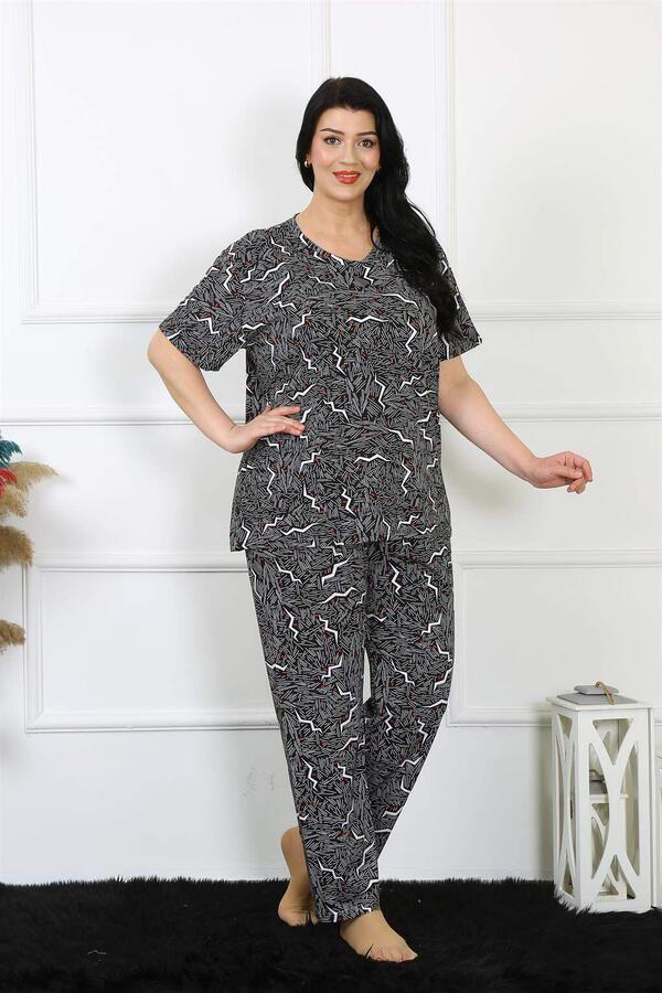 Kadın 5XL-6XL-7XL-8XL Büyük Beden Kısa Kol Pijama Takım 75011 - 2