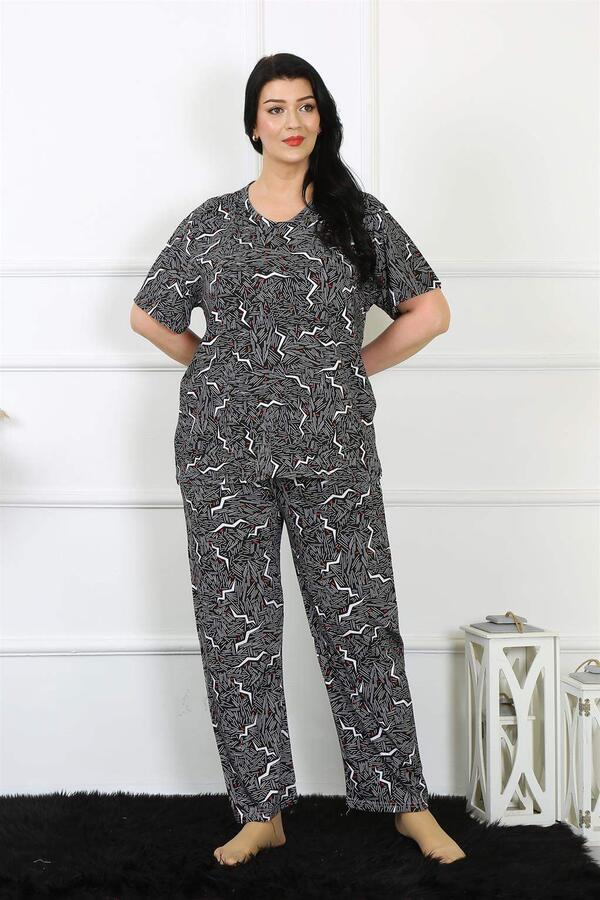 Kadın 5XL-6XL-7XL-8XL Büyük Beden Kısa Kol Pijama Takım 75011 - 4