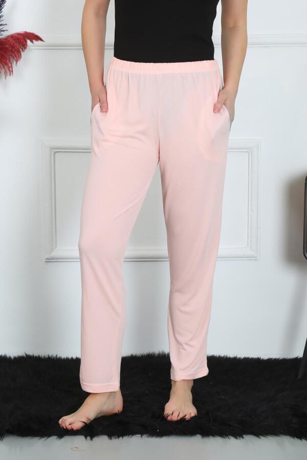 Kadın Pamuk Penye Cepli Tek Alt Pijama Pembe 27512 - 2