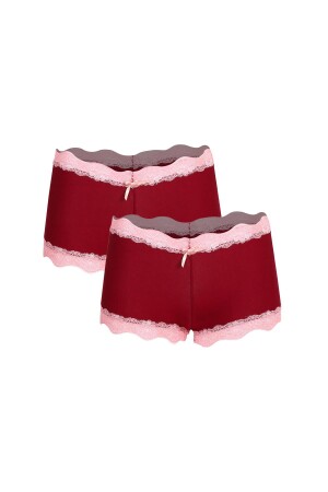 Kadın Pamuklu 2li Boxer Bordo 40265 - 1