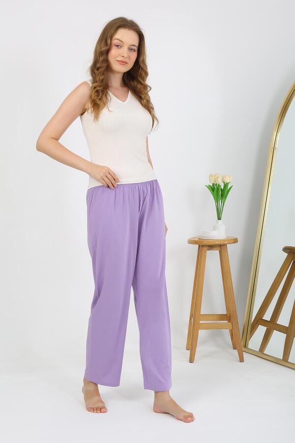 Kadın Penye Düz Tek Alt Pijama 27538 Lila - 2