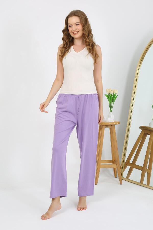 Kadın Penye Düz Tek Alt Pijama 27538 Lila - 3